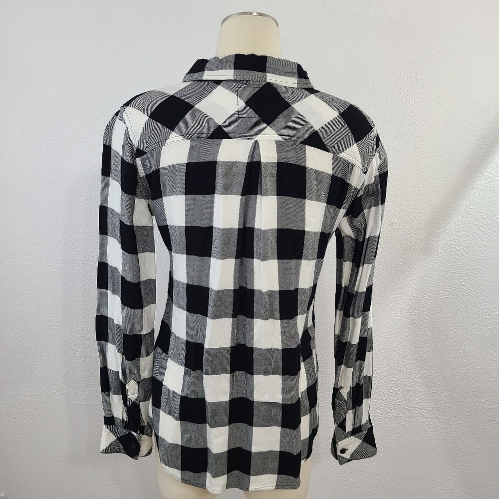 Rails Hunter buffalo plaid check button down shirt black and white size small - Picture 3 of 6